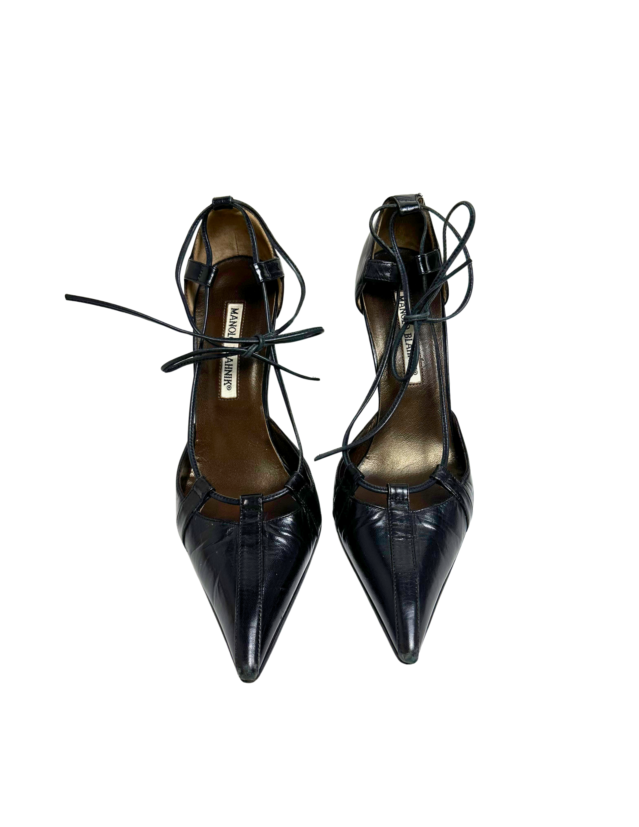 Manolo Blahnik Lace Up Pumps